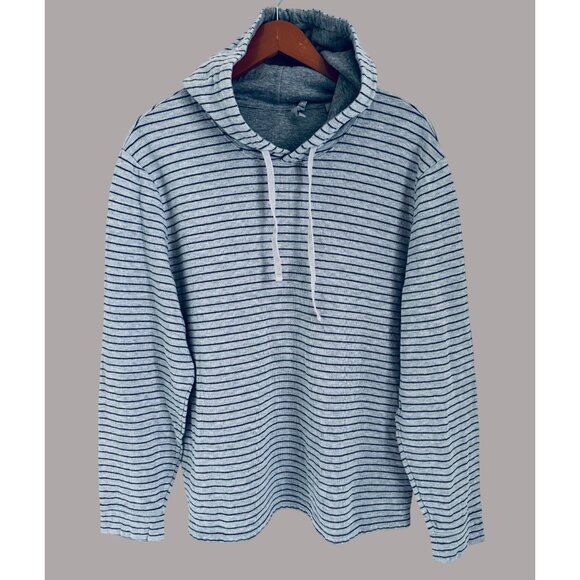 Vince Mens XL Gray & Navy Striped Hoodie Sweatshirt Casual Wear - Picture 4 of 9